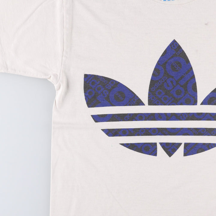 90'S Adidas Trefoil Logo Logo Print T-Shirt Made in USA Men's S Size Vintage cotton white type Vintage Second Hand
