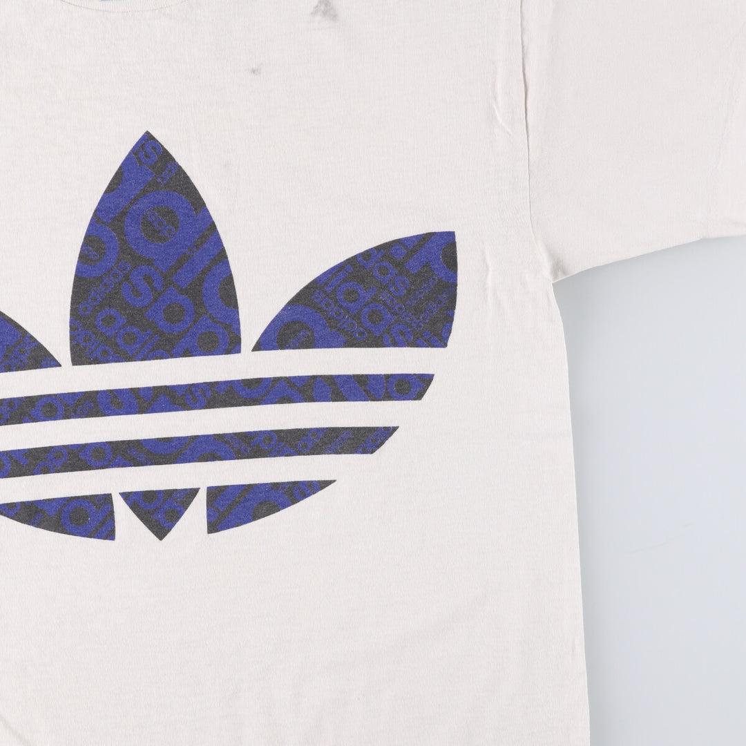 90'S Adidas Trefoil Logo Logo Print T-Shirt Made in USA Men's S Size Vintage cotton white type Vintage Second Hand