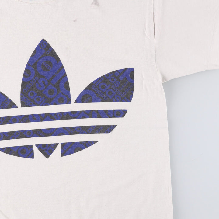 90'S Adidas Trefoil Logo Logo Print T-Shirt Made in USA Men's S Size Vintage cotton white type Vintage Second Hand