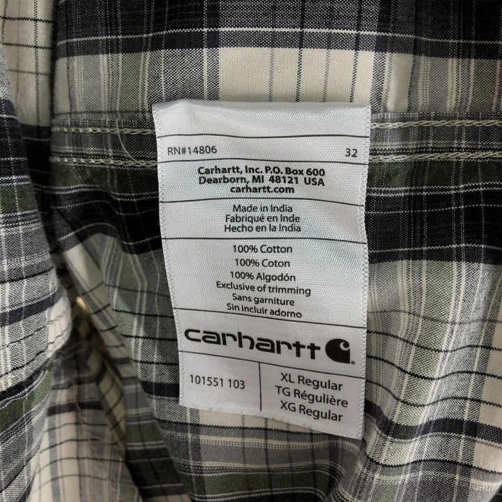 Carhartt Check Pattern Short Sleeve Work Shirt, Men's XL cotton ivory Vintage Second Hand