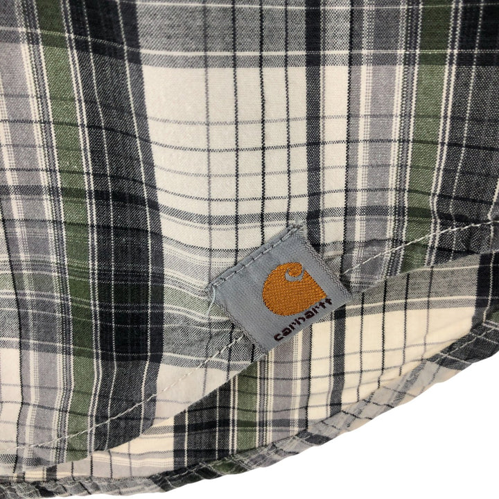 Carhartt Check Pattern Short Sleeve Work Shirt, Men's XL cotton ivory Vintage Second Hand
