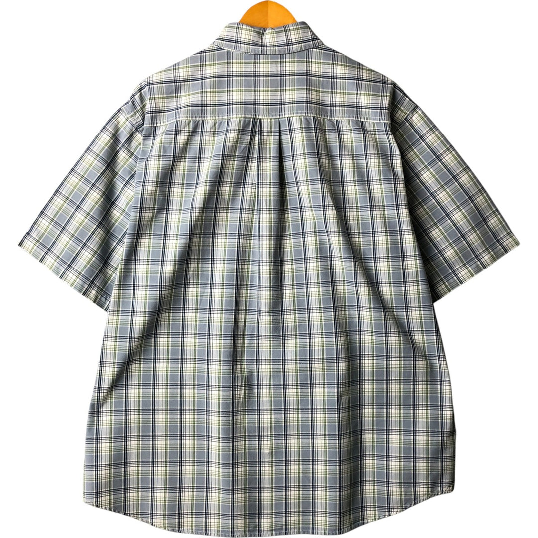 Carhartt Check Pattern Button-down Short Sleeve Work Shirt, Men's XL cotton Blue type light blue Vintage Second Hand