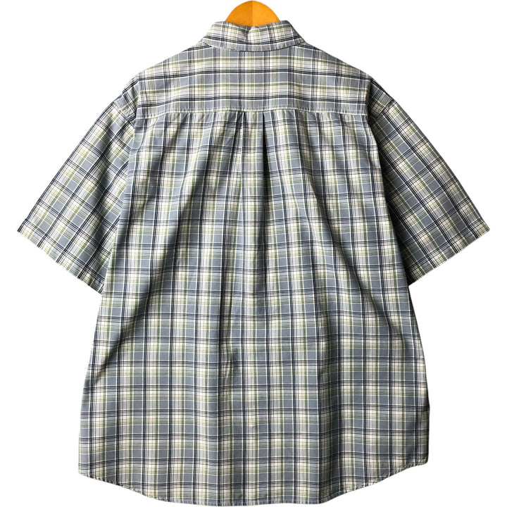 Carhartt Check Pattern Button-down Short Sleeve Work Shirt, Men's XL cotton Blue type light blue Vintage Second Hand