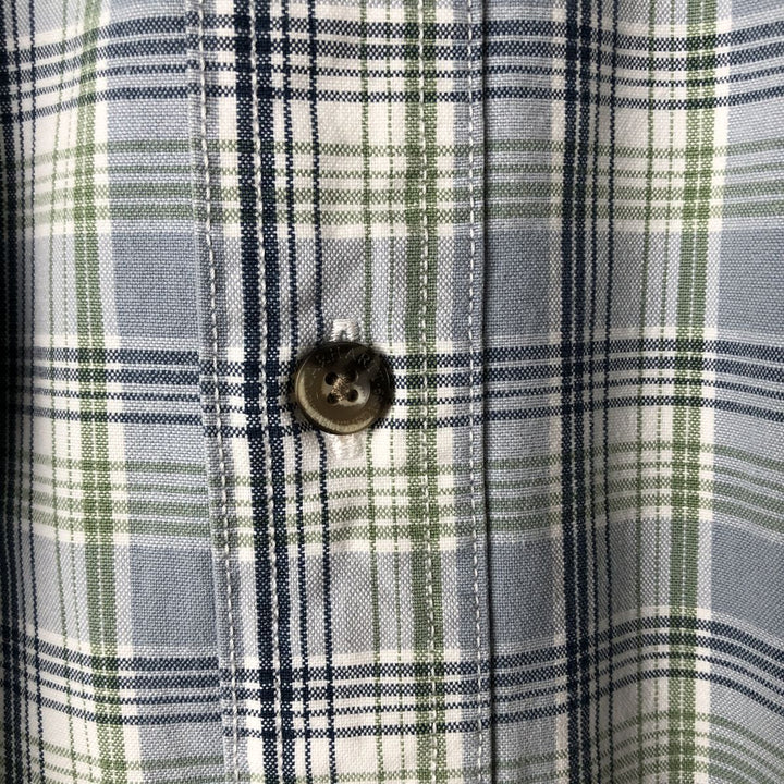 Carhartt Check Pattern Button-down Short Sleeve Work Shirt, Men's XL cotton Blue type light blue Vintage Second Hand