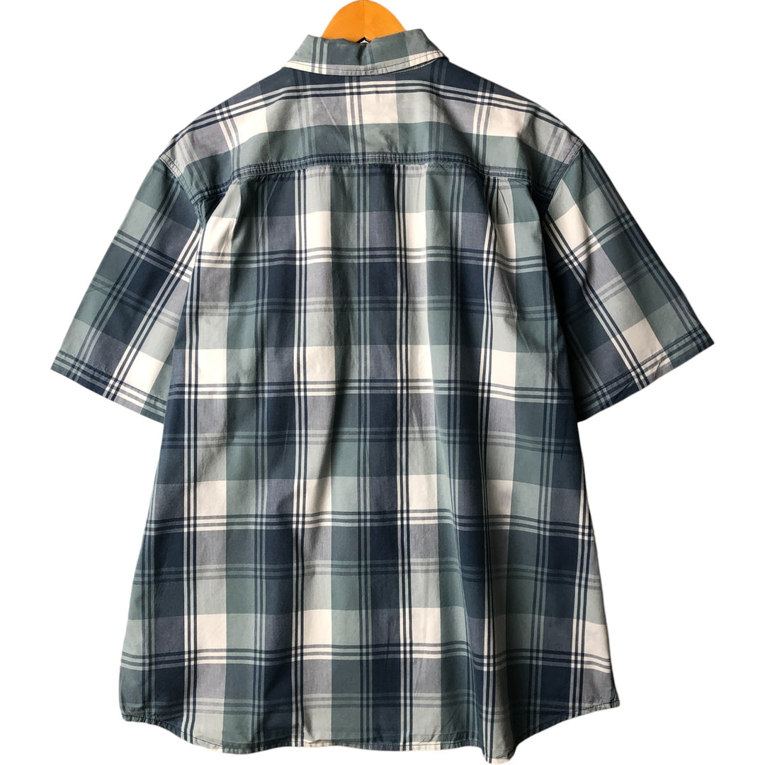 Carhartt RELAXED FIT Check Pattern Button-down Short Sleeve Work Shirt, Men's XL cotton Blue type light blue Vintage Second Hand