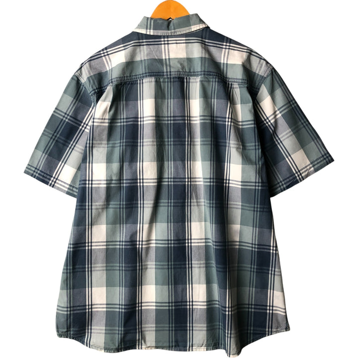 Carhartt RELAXED FIT Check Pattern Button-down Short Sleeve Work Shirt, Men's XL cotton Blue type light blue Vintage Second Hand