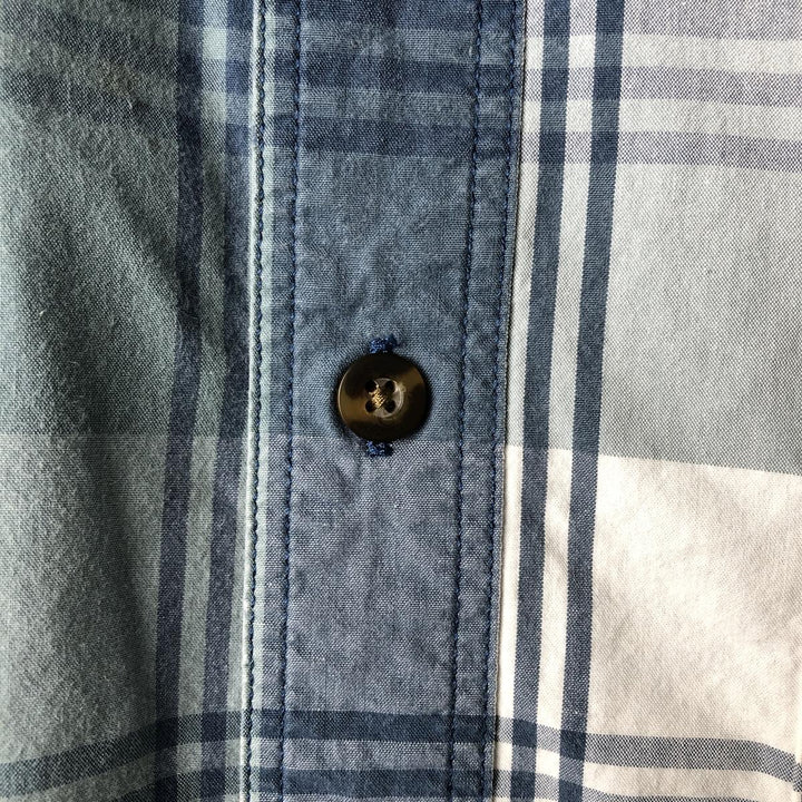 Carhartt RELAXED FIT Check Pattern Button-down Short Sleeve Work Shirt, Men's XL cotton Blue type light blue Vintage Second Hand