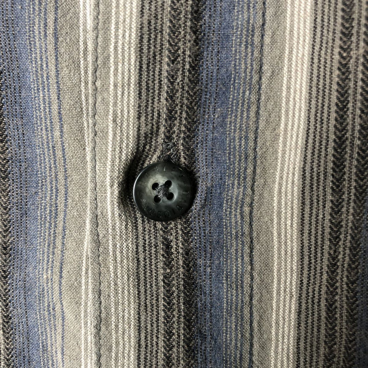 Harley-Davidson Multi-Stripe Tribal Hidden Button-Down Short Sleeve Work Shirt, Men's Size XL cotton gray type Vintage Second Hand