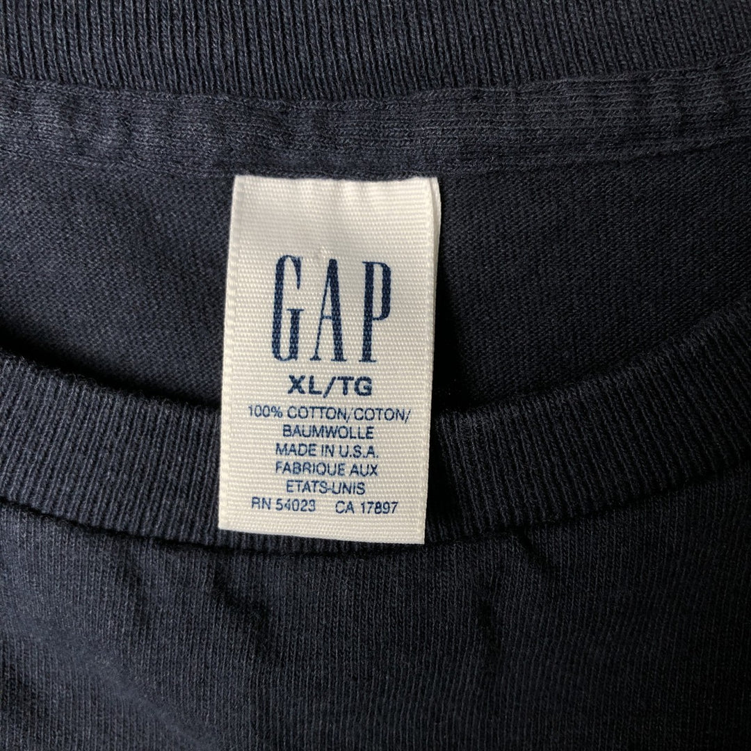 90'S GAP Vintage Printed T-Shirt, Made in USA, Women's XL cotton navy blue type Vintage Second Hand