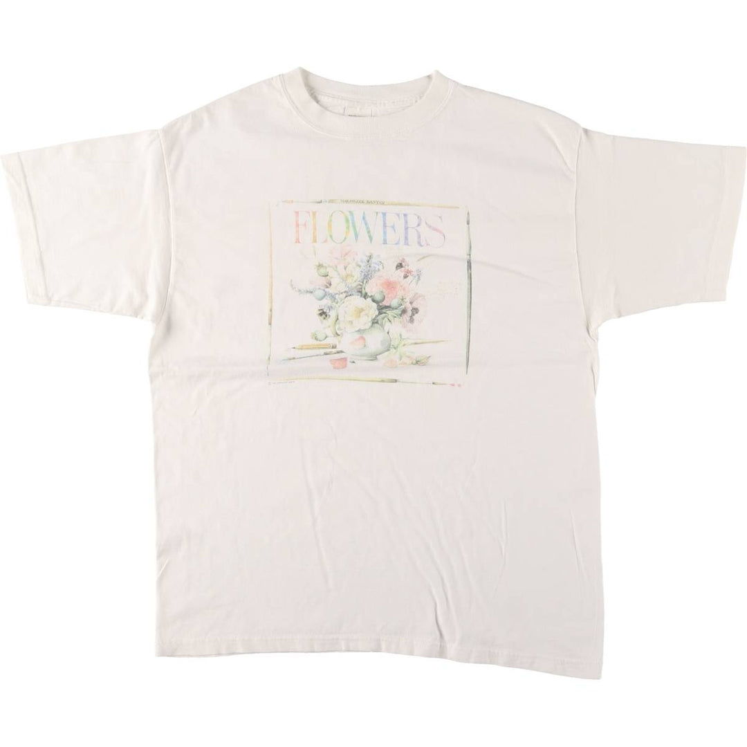 90'S HALLMARK floral print T-shirt, made in USA, women's size L, vintage cotton white type Vintage Second Hand