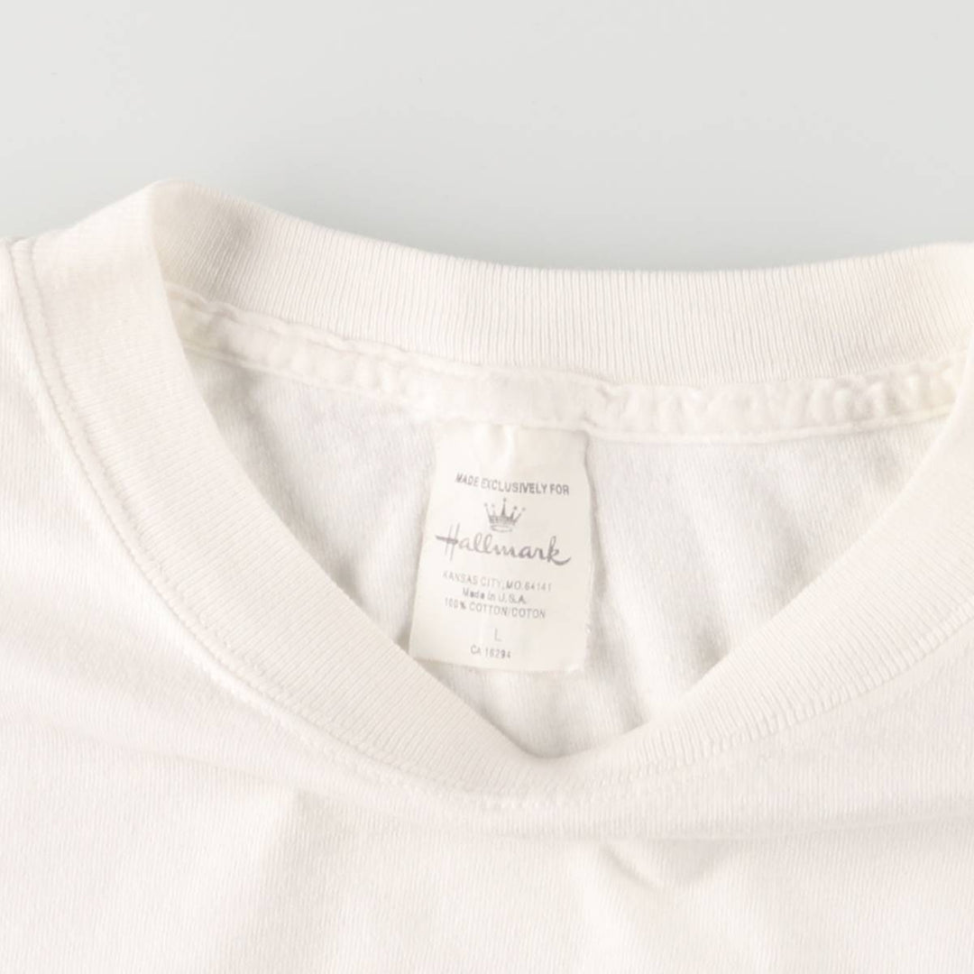 90'S HALLMARK floral print T-shirt, made in USA, women's size L, vintage cotton white type Vintage Second Hand