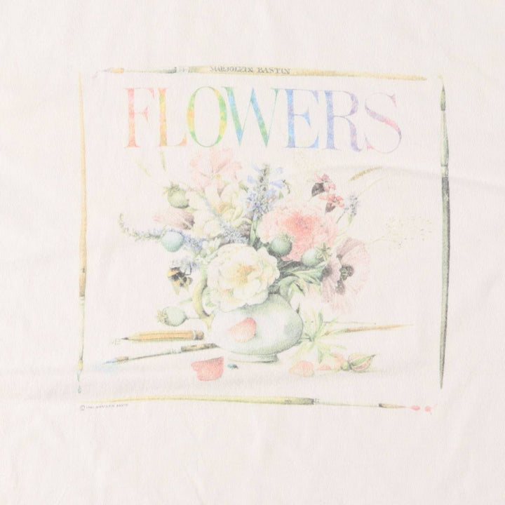 90'S HALLMARK floral print T-shirt, made in USA, women's size L, vintage cotton white type Vintage Second Hand