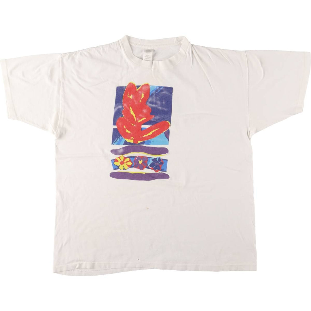 Vintage 90'S DANSKIN printed T-shirt, made in the USA, men's XL size cotton white type Vintage Second Hand