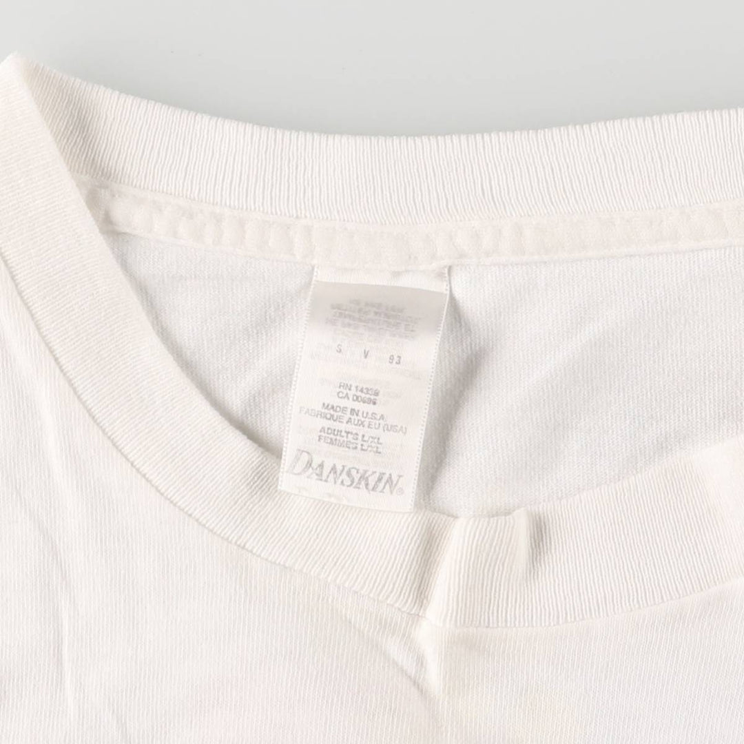 Vintage 90'S DANSKIN printed T-shirt, made in the USA, men's XL size cotton white type Vintage Second Hand