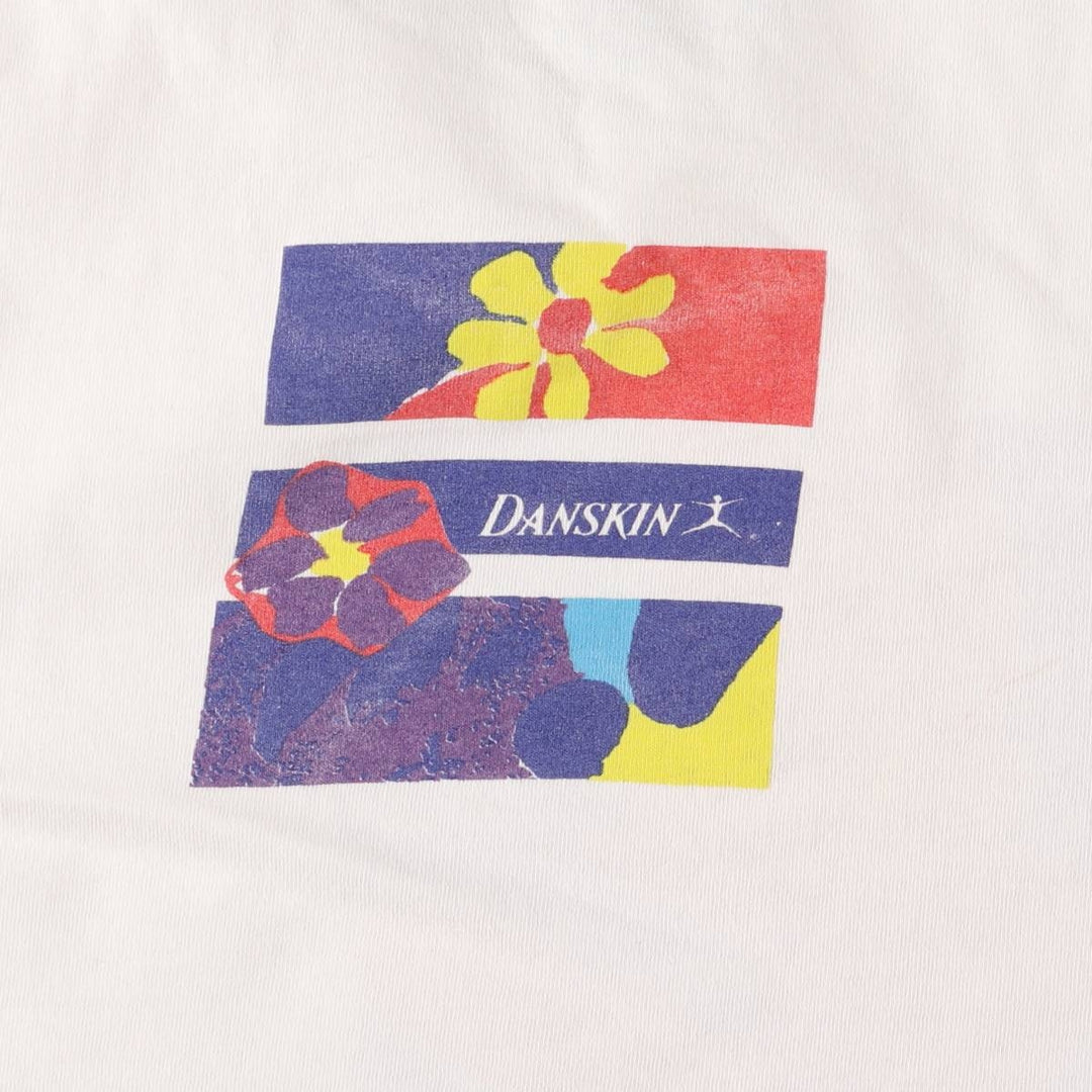 Vintage 90'S DANSKIN printed T-shirt, made in the USA, men's XL size cotton white type Vintage Second Hand