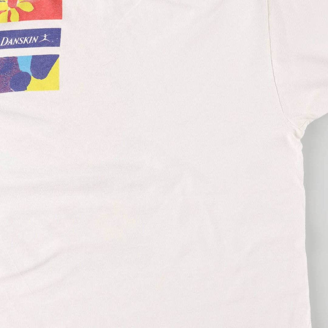 Vintage 90'S DANSKIN printed T-shirt, made in the USA, men's XL size cotton white type Vintage Second Hand