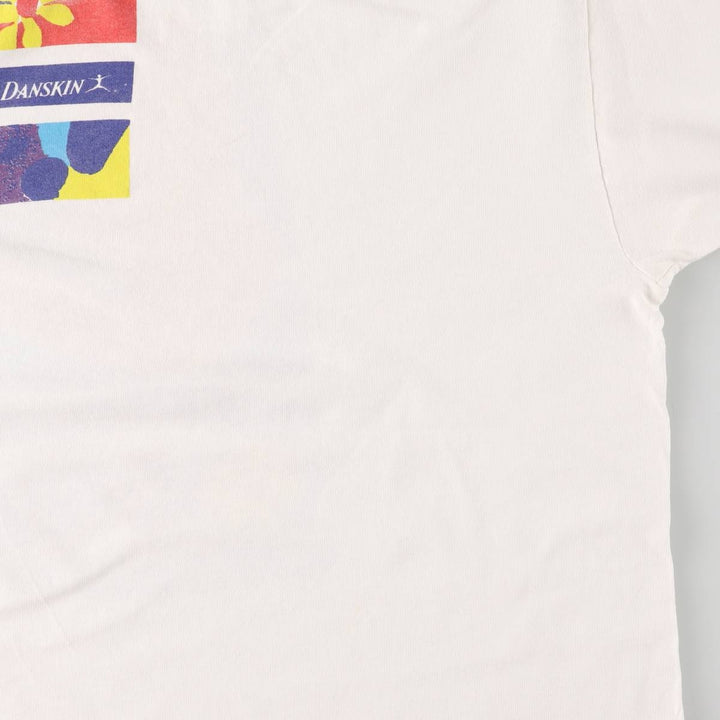 Vintage 90'S DANSKIN printed T-shirt, made in the USA, men's XL size cotton white type Vintage Second Hand