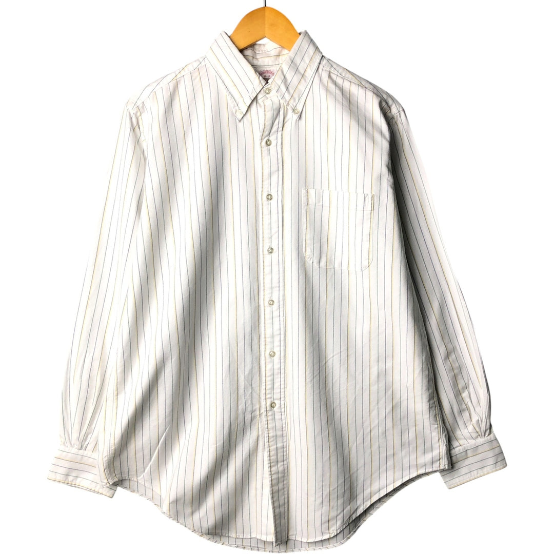90'S Brooks Brothers MAKERS Long Sleeve Button-Down Striped Shirt Made in USA Men's Size L Vintage cotton white type Vintage Second Hand