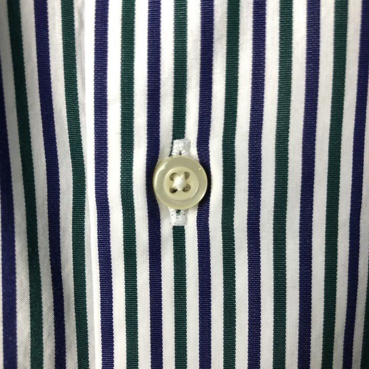 Brooks Brothers Est.1818 SLIM FIT Long Sleeve Button-Down Striped Shirt Made in USA Men's L cotton green type Vintage Second Hand