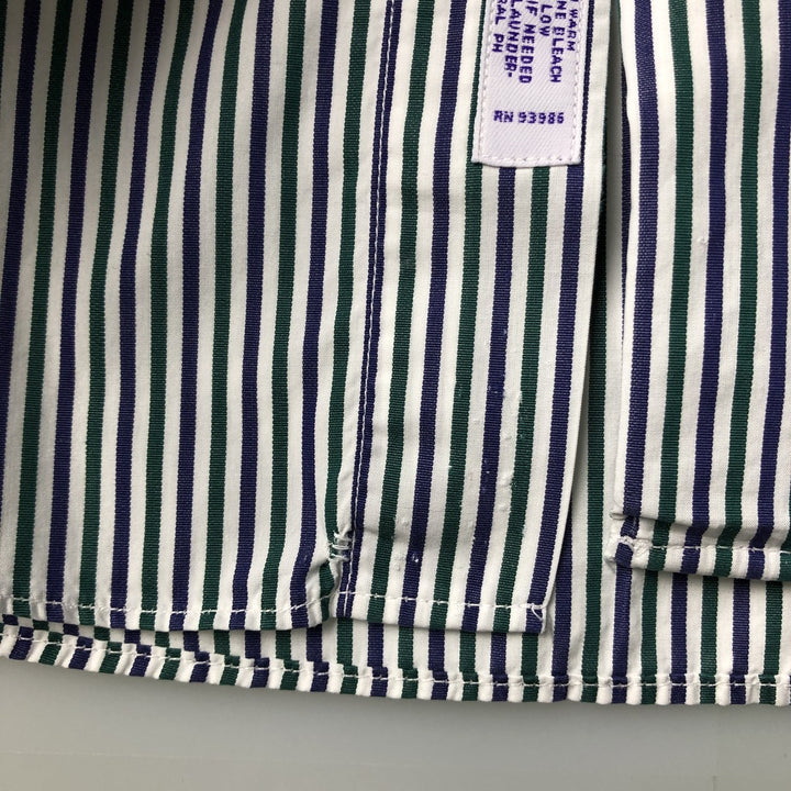 Brooks Brothers Est.1818 SLIM FIT Long Sleeve Button-Down Striped Shirt Made in USA Men's L cotton green type Vintage Second Hand