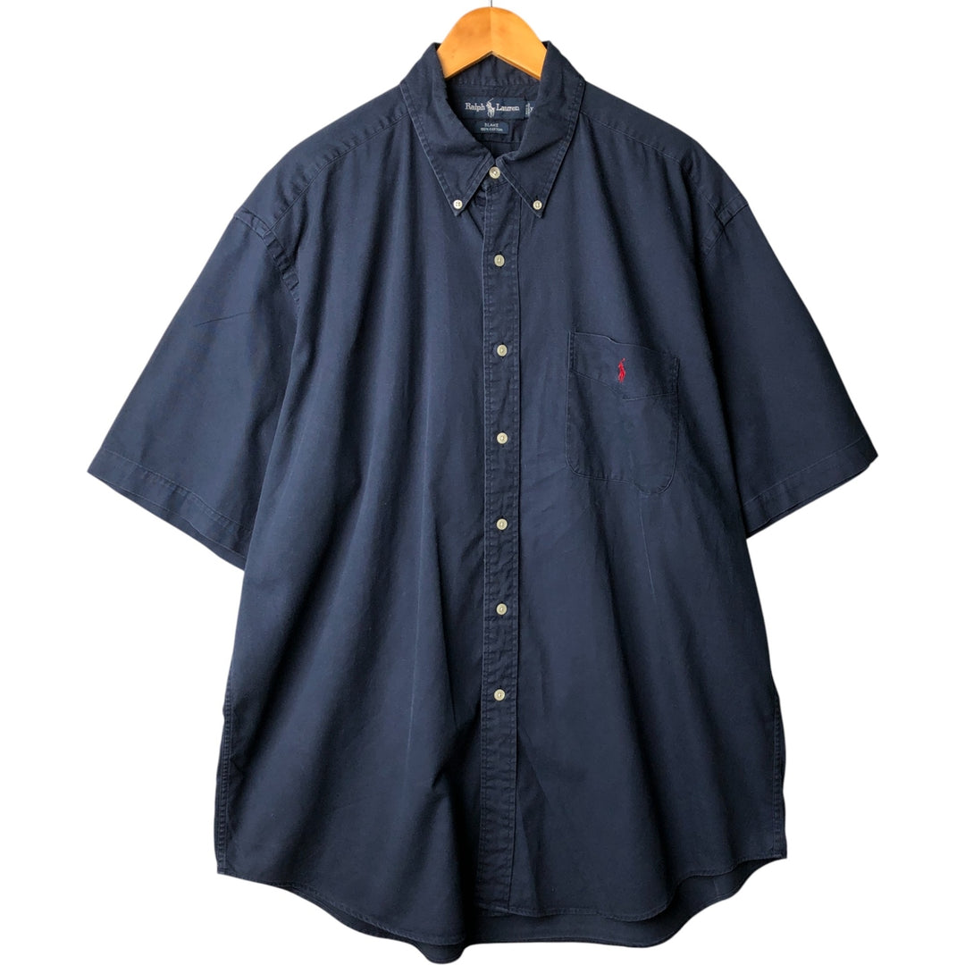 Ralph Lauren BLAKE short sleeve button down shirt, men's XL size cotton navy blue type Vintage Second Hand