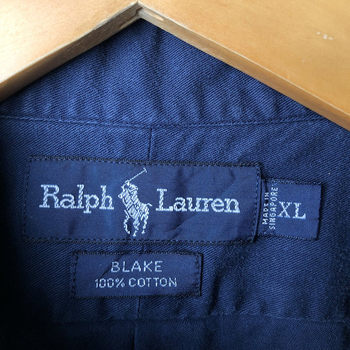 Ralph Lauren BLAKE short sleeve button down shirt, men's XL size cotton navy blue type Vintage Second Hand