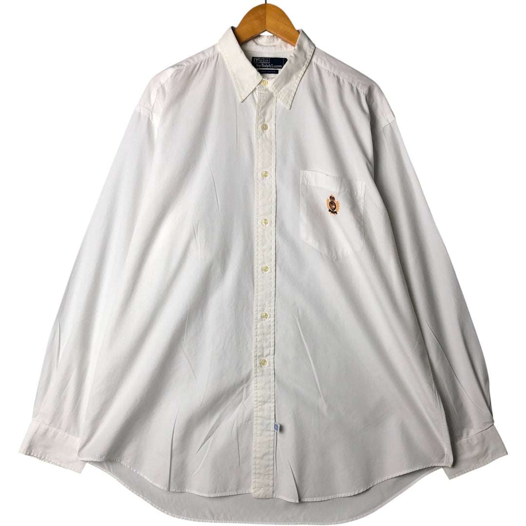 Ralph Lauren POLO by Ralph Lauren long sleeve cotton shirt, men's XL size cotton white type Vintage Second Hand