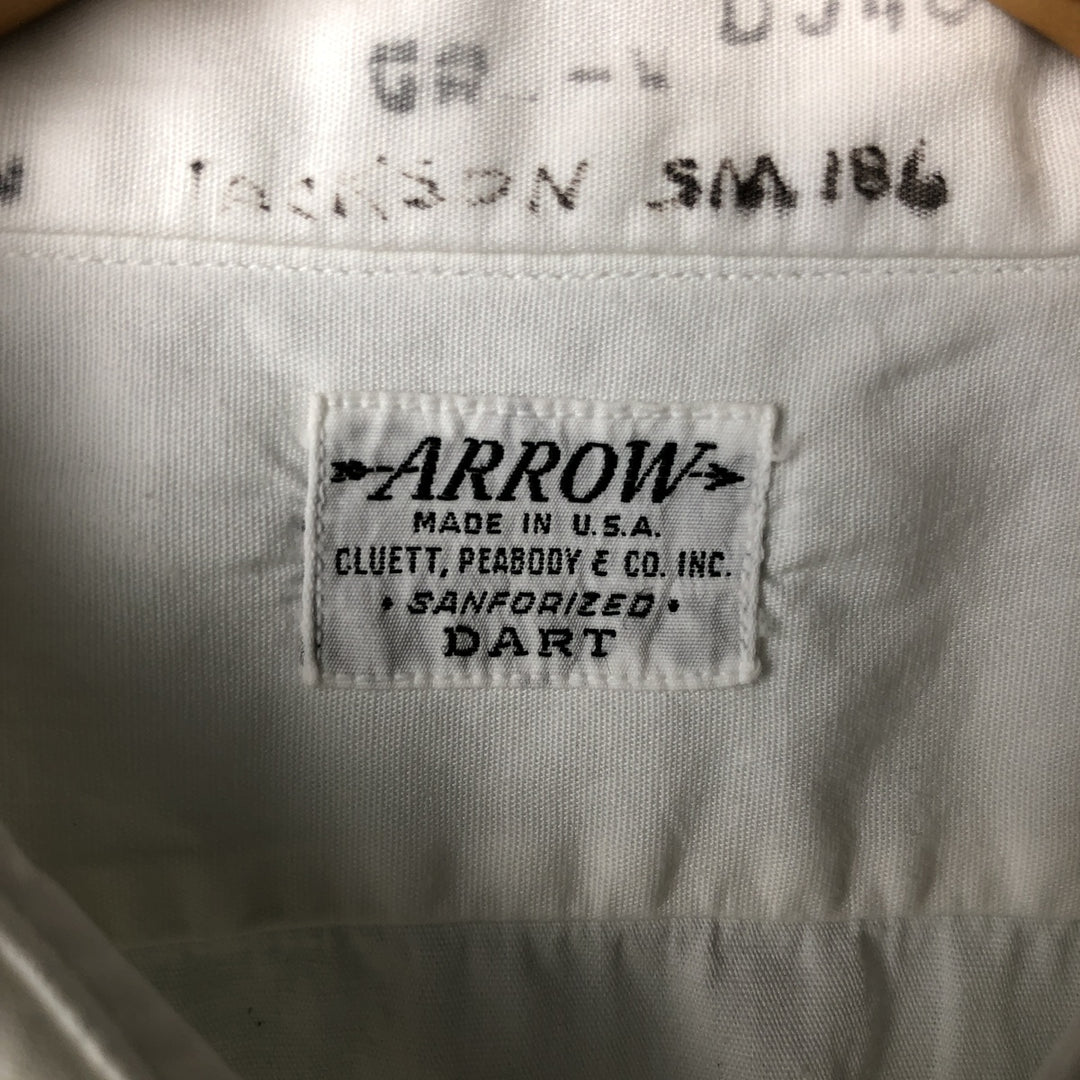 60s-70'S ARROW Long Sleeve Shirt Made in USA Men's XL Vintage unclear white type Vintage Second Hand