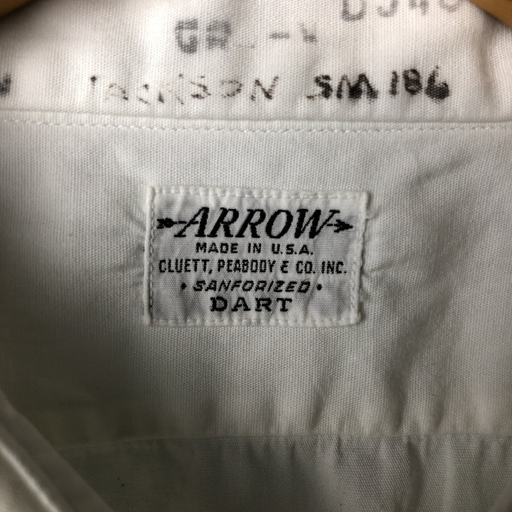 60s-70'S ARROW Long Sleeve Shirt Made in USA Men's XL Vintage unclear white type Vintage Second Hand
