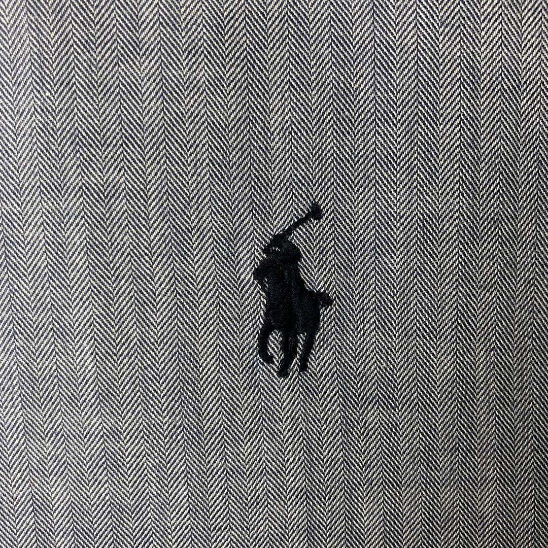 Ralph Lauren BLAKE herringbone long sleeve button down shirt, men's XL size cotton gray type Vintage Second Hand