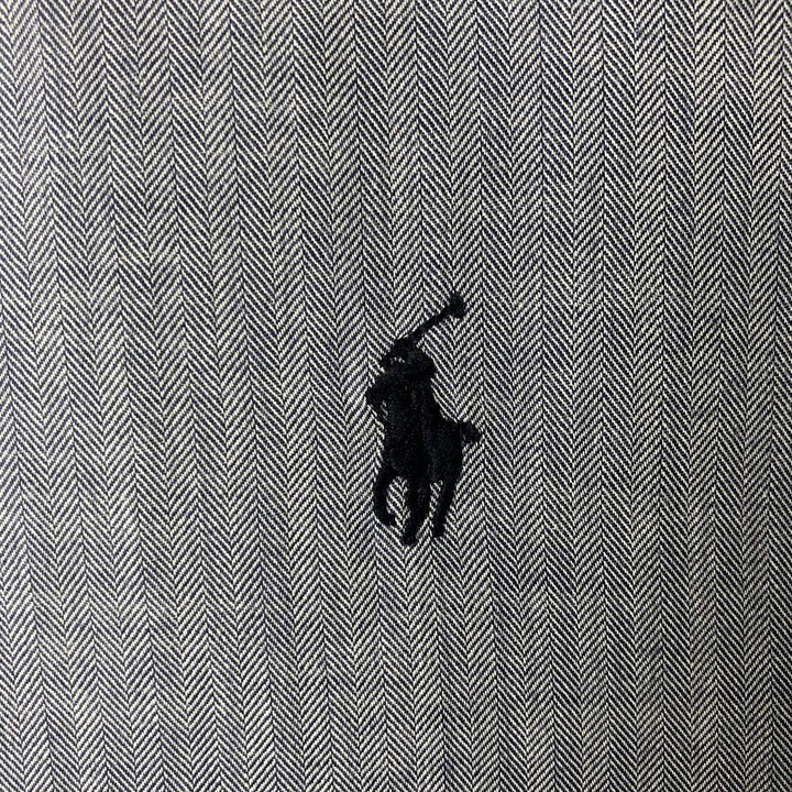Ralph Lauren BLAKE herringbone long sleeve button down shirt, men's XL size cotton gray type Vintage Second Hand