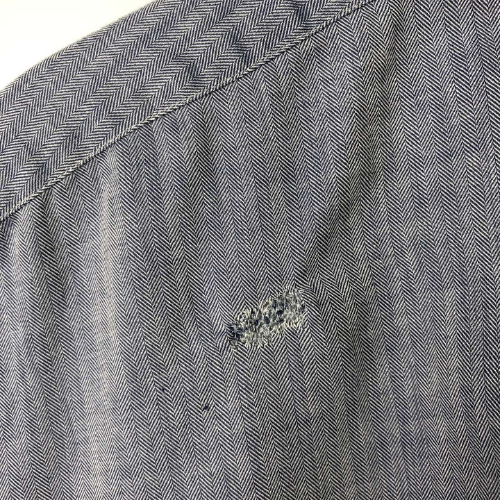 Ralph Lauren BLAKE herringbone long sleeve button down shirt, men's XL size cotton gray type Vintage Second Hand