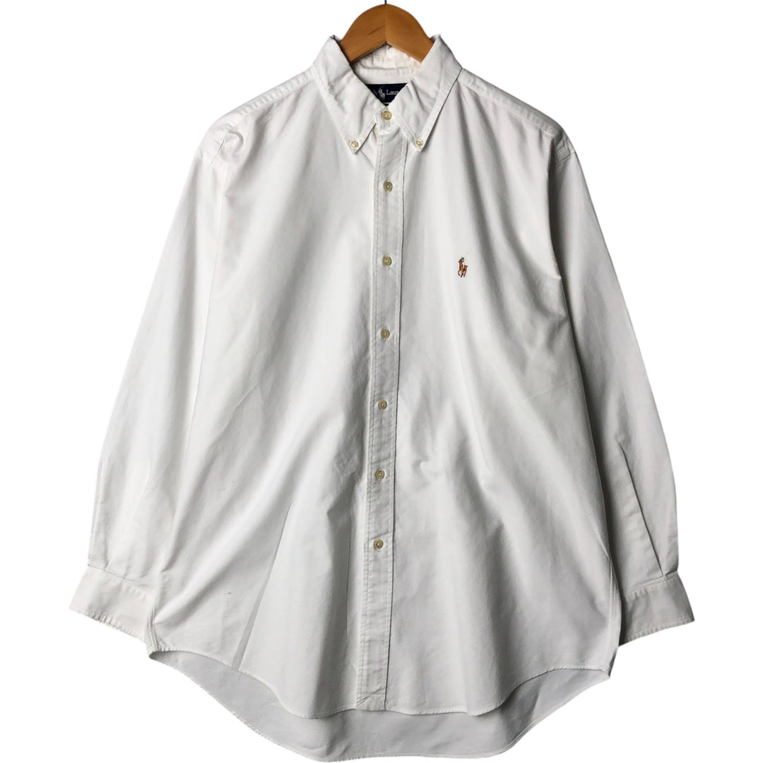 Ralph Lauren YARMOUTH long sleeve button down shirt, men's size L cotton white type Vintage Second Hand