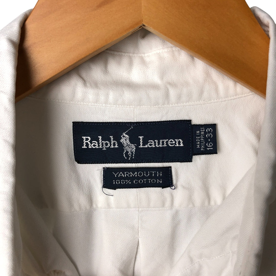 Ralph Lauren YARMOUTH long sleeve button down shirt, men's size L cotton white type Vintage Second Hand