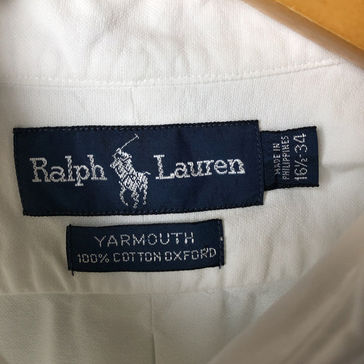 Ralph Lauren YARMOUTH long sleeve button down shirt, men's size L cotton white type Vintage Second Hand
