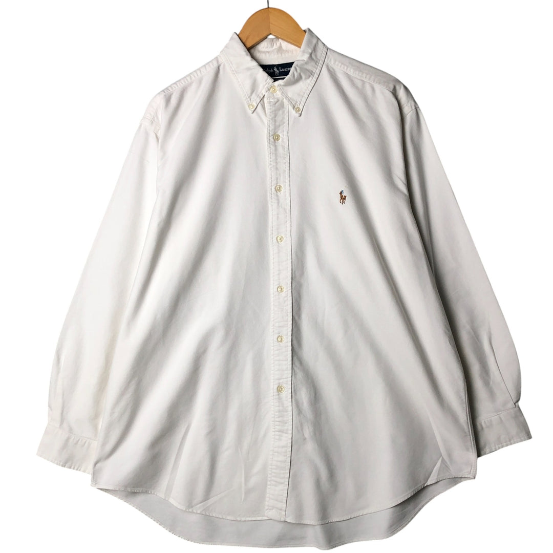 Ralph Lauren YARMOUTH long sleeve button down shirt, men's XL size cotton white type Vintage Second Hand
