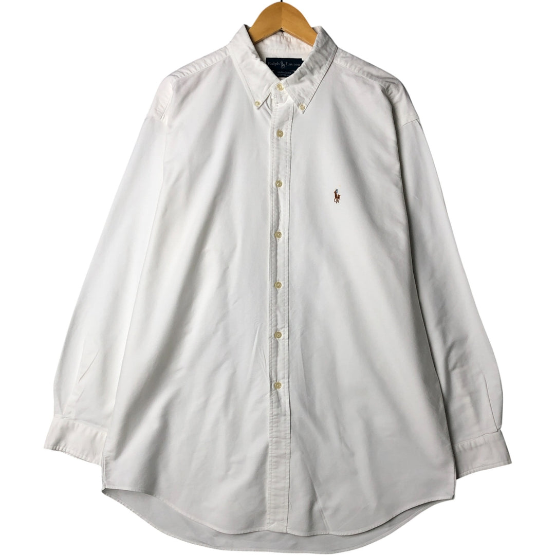 Ralph Lauren YARMOUTH long sleeve button down shirt, men's XL size cotton white type Vintage Second Hand