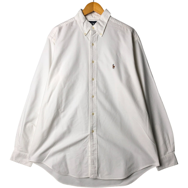 Ralph Lauren YARMOUTH long sleeve button down shirt, men's size L cotton white type Vintage Second Hand