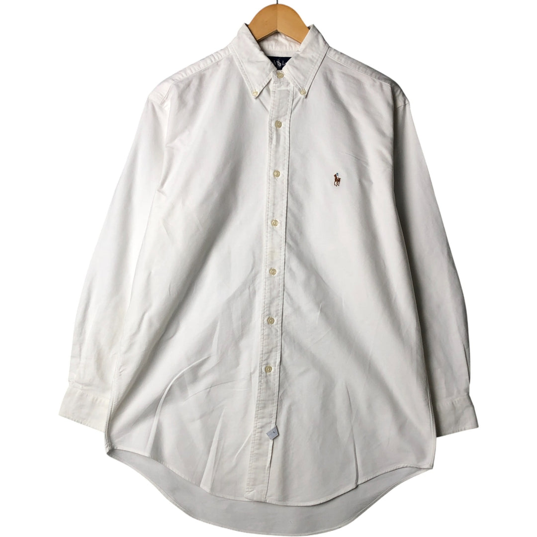 Ralph Lauren YARMOUTH long sleeve button down shirt, men's size M cotton white type Vintage Second Hand