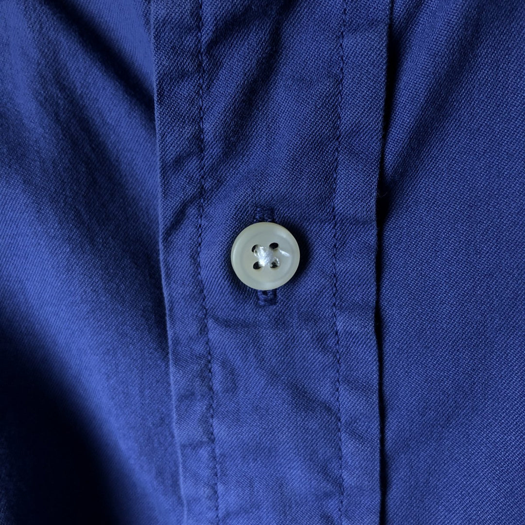 Ralph Lauren FEATHER WEIGHT TWILL long sleeve button down shirt, men's XL size cotton navy blue type Vintage Second Hand