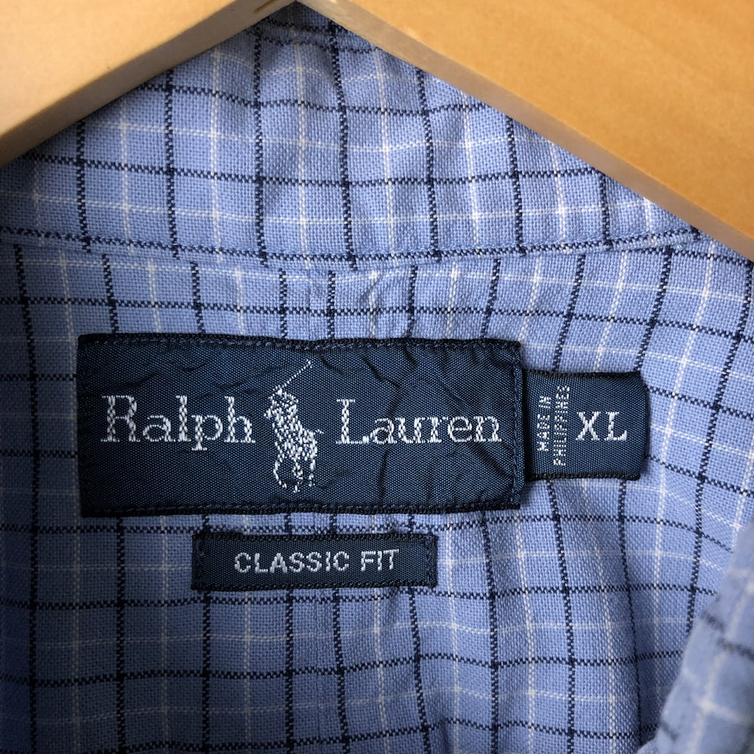 Ralph Lauren Classic Fit Long Sleeve Button Down Check Shirt Men's XL cotton Blue type light blue Vintage Second Hand