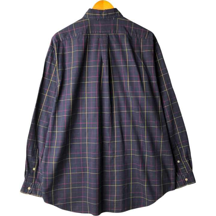 Ralph Lauren Golf Tilden Long Sleeve Button-Down Check Shirt, Men's Size XL cotton navy blue type Vintage Second Hand