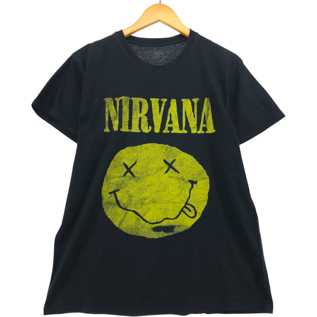 NIRVANA Nirvana Band T-shirt, Band T, Men's L size cotton black type Vintage Second Hand