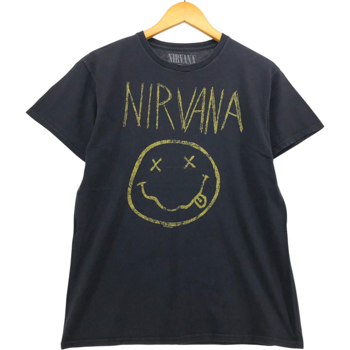 NIRVANA Nirvana Band T-shirt, Band T, Men's M size cotton black type Vintage Second Hand
