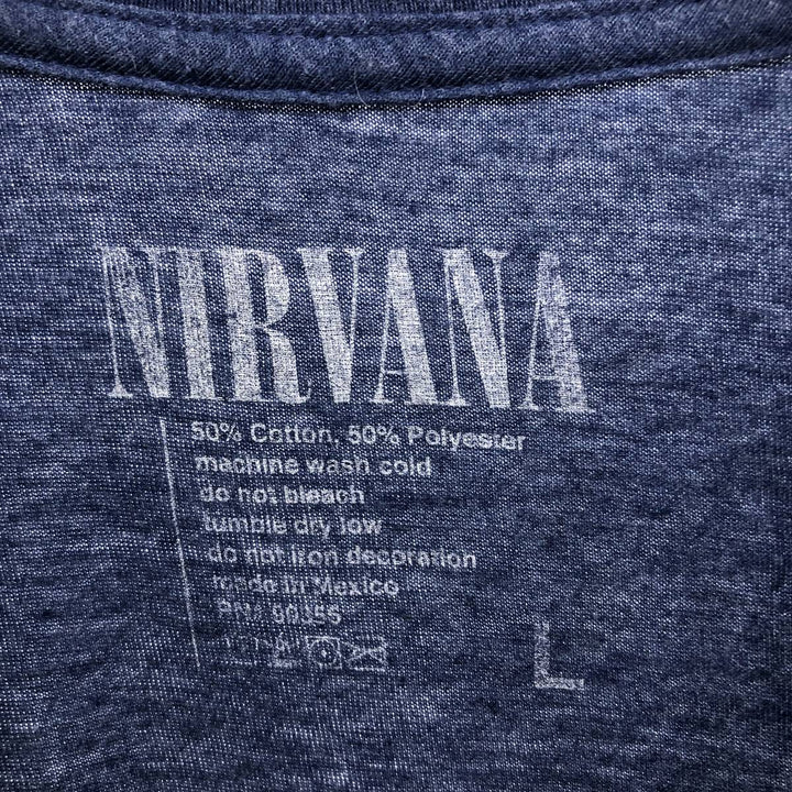 NIRVANA Nirvana Band T-shirt, Band T, Men's L size cotton navy blue type Vintage Second Hand