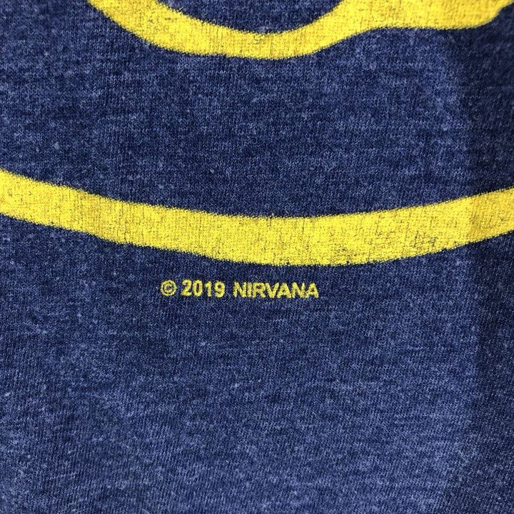 NIRVANA Nirvana Band T-shirt, Band T, Men's L size cotton navy blue type Vintage Second Hand