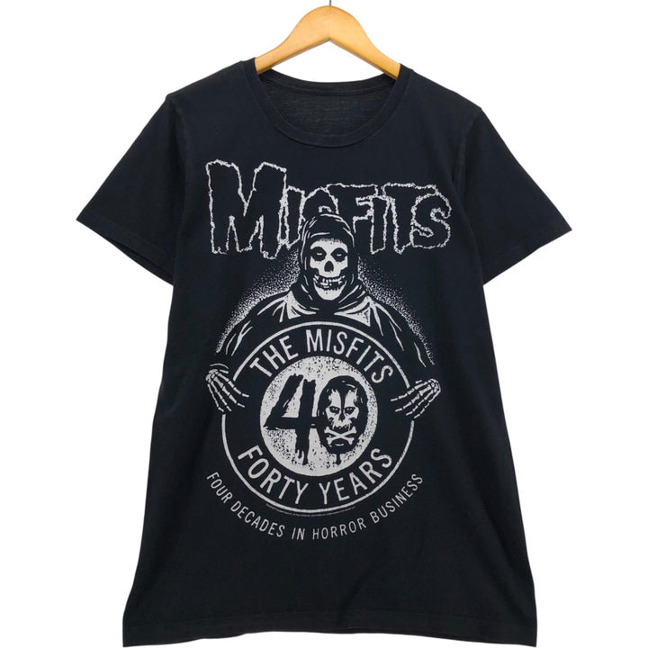 MISFITS Skull Pattern Band T-shirt, Men's S size unclear black type Vintage Second Hand