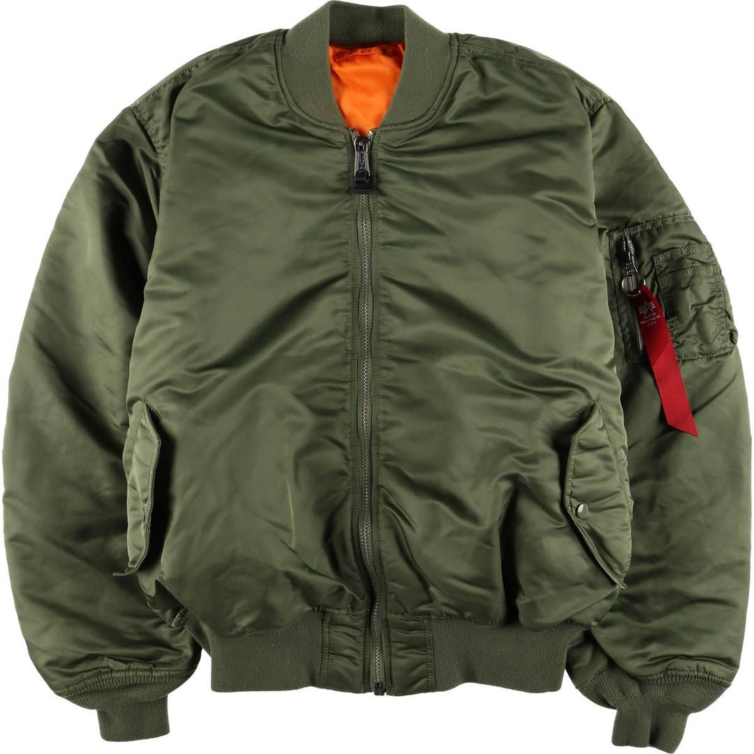 Civilian Alpha MA-1 type padded military flight jacket, men's XL size Nylon Khaki type Vintage Second Hand