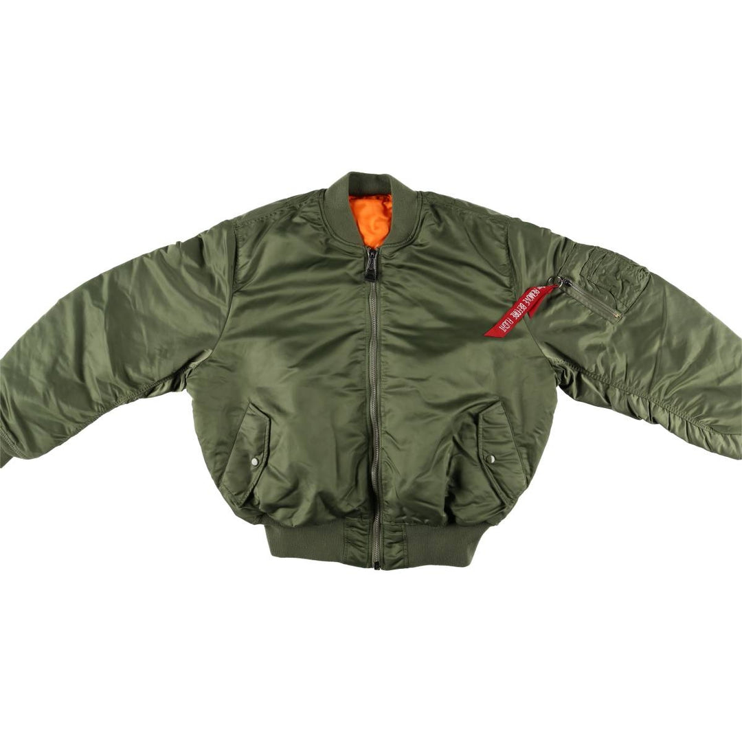 Civilian Alpha MA-1 type padded military flight jacket, men's XL size Nylon Khaki type Vintage Second Hand