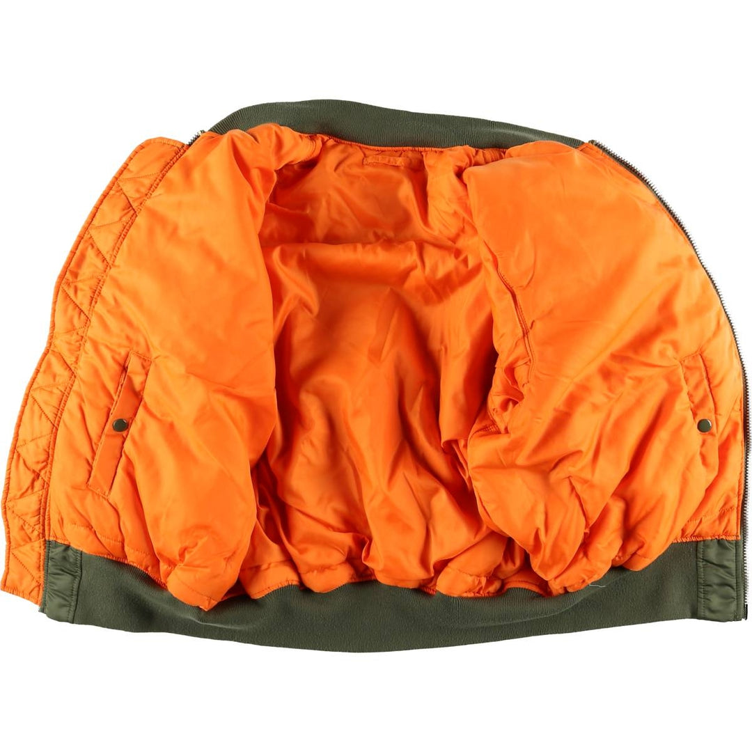 Civilian Alpha MA-1 type padded military flight jacket, men's XL size Nylon Khaki type Vintage Second Hand